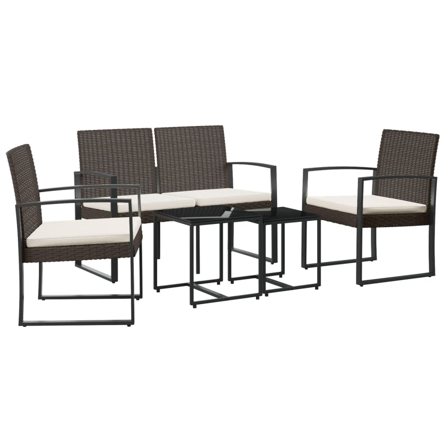 -Delige Tuinset Met Kussens Polypropeen Rattan Bruin