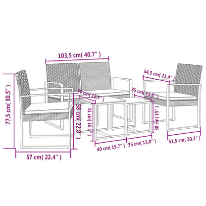 -Delige Tuinset Met Kussens Polypropeen Rattan Bruin