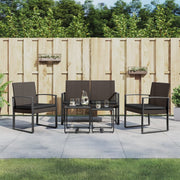 Tuinset 5-delig polypropeen rattan bruin met kussens