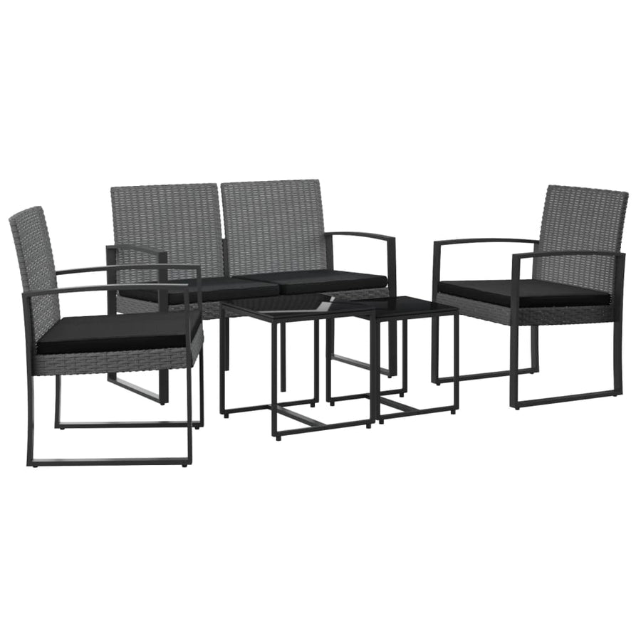 Tuinset Met Kussens Polypropeen Rattan Donkergrijs