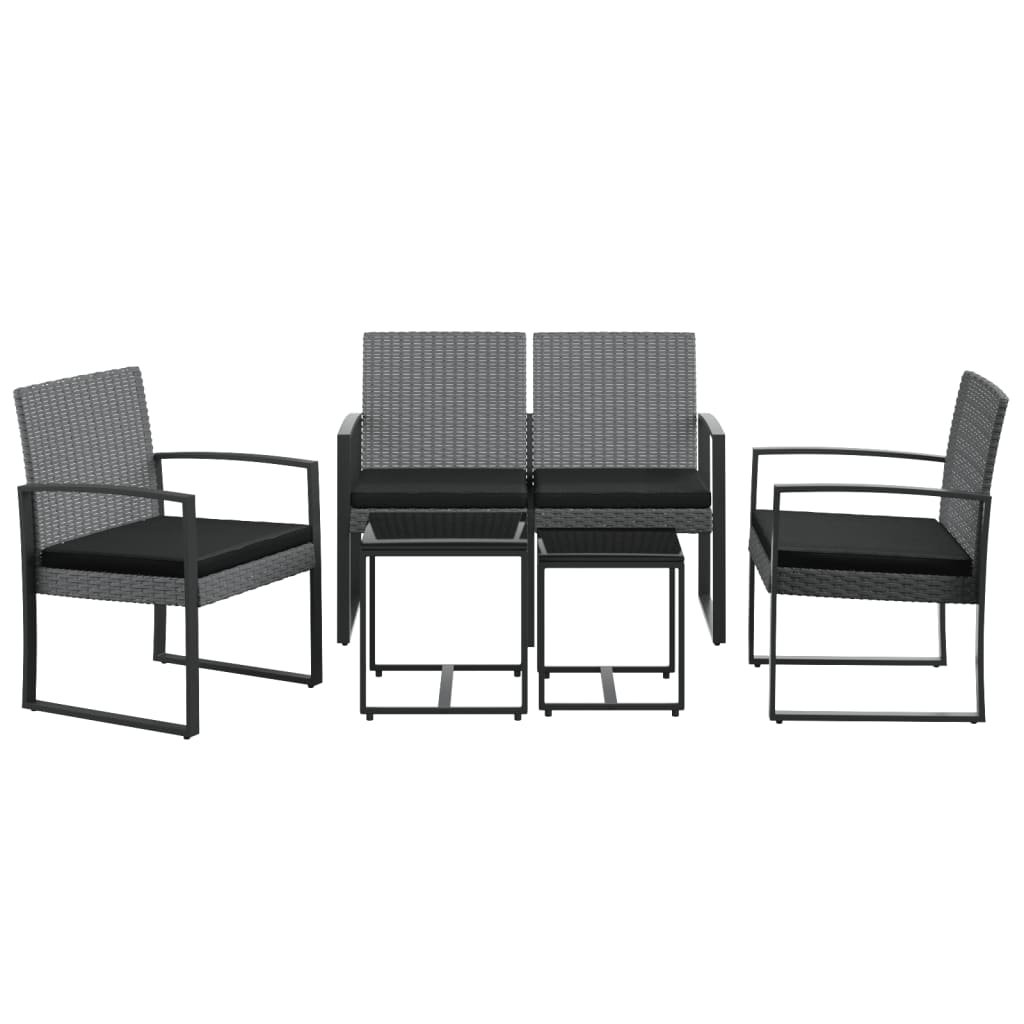 Tuinset Met Kussens Polypropeen Rattan Donkergrijs