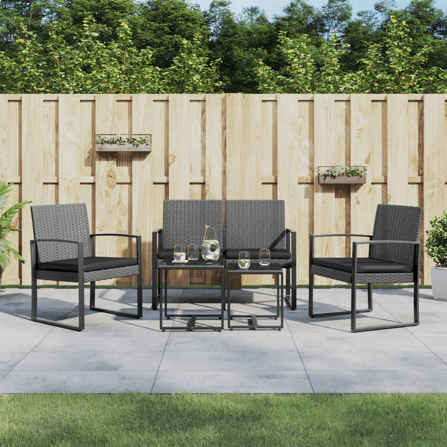 Tuinset Met Kussens Polypropeen Rattan Donkergrijs