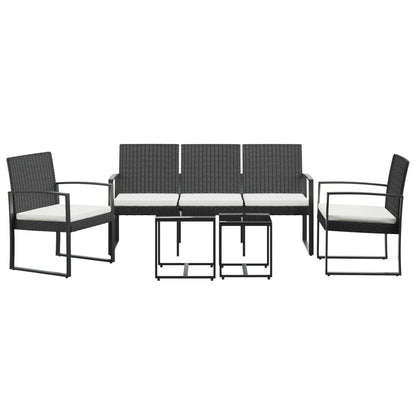 -Delige Tuinset Met Kussens Polypropeen Rattan Zwart