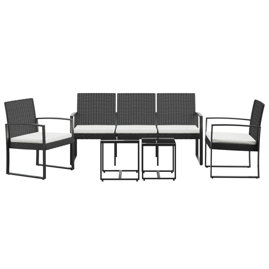 -Delige Tuinset Met Kussens Polypropeen Rattan Zwart