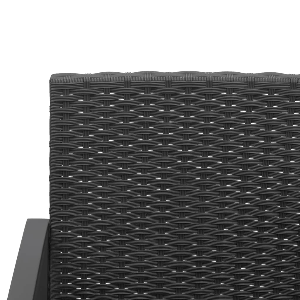 -Delige Tuinset Met Kussens Polypropeen Rattan Zwart