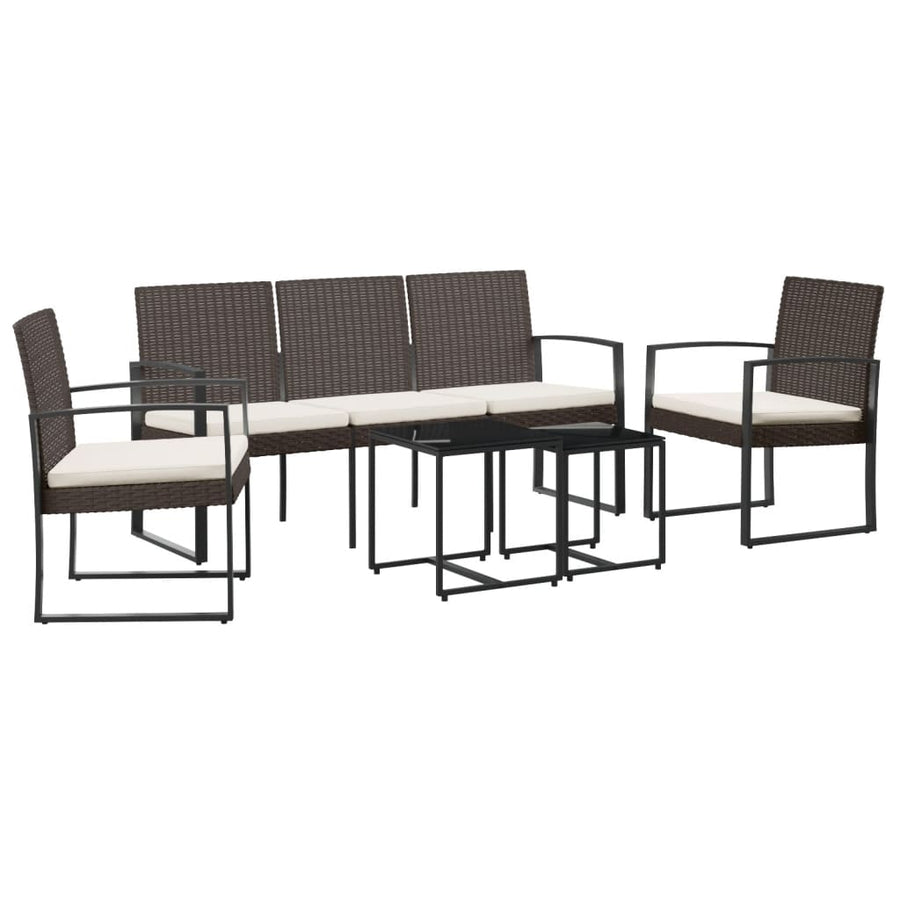 -Delige Tuinset Met Kussens Polypropeen Rattan Bruin