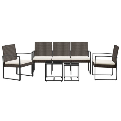 -Delige Tuinset Met Kussens Polypropeen Rattan Bruin
