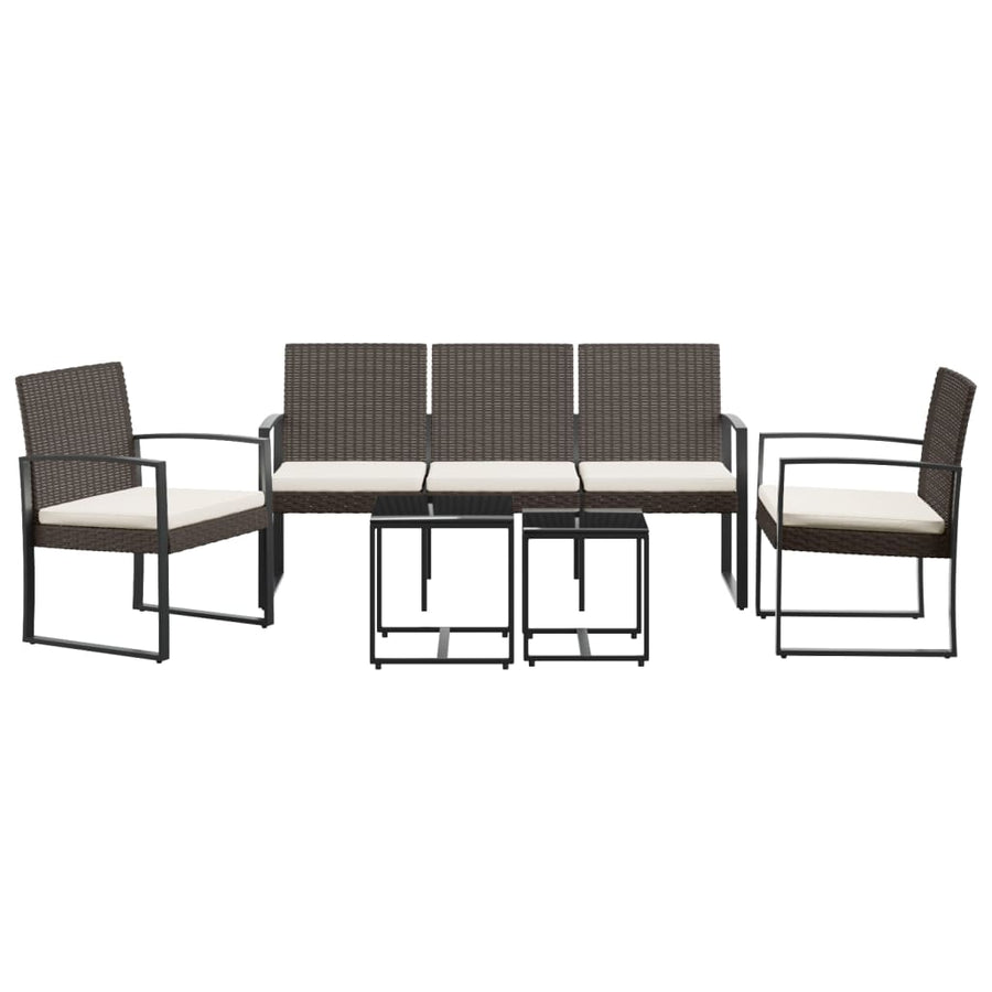 -Delige Tuinset Met Kussens Polypropeen Rattan Bruin