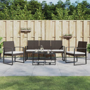 Tuinset 5-delig polypropeen rattan bruin
