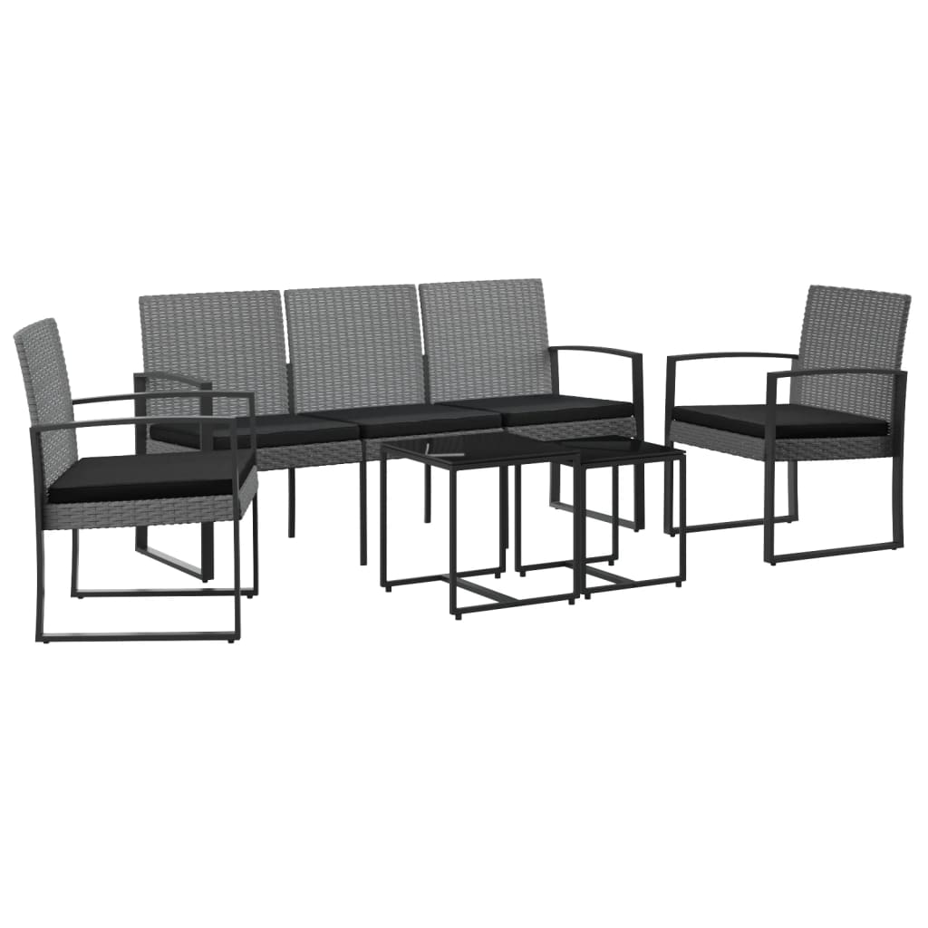 -Delige Tuinset Met Kussens Polypropeen Rattan Donkergrijs
