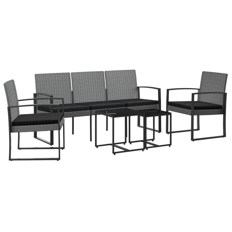 -Delige Tuinset Met Kussens Polypropeen Rattan Donkergrijs