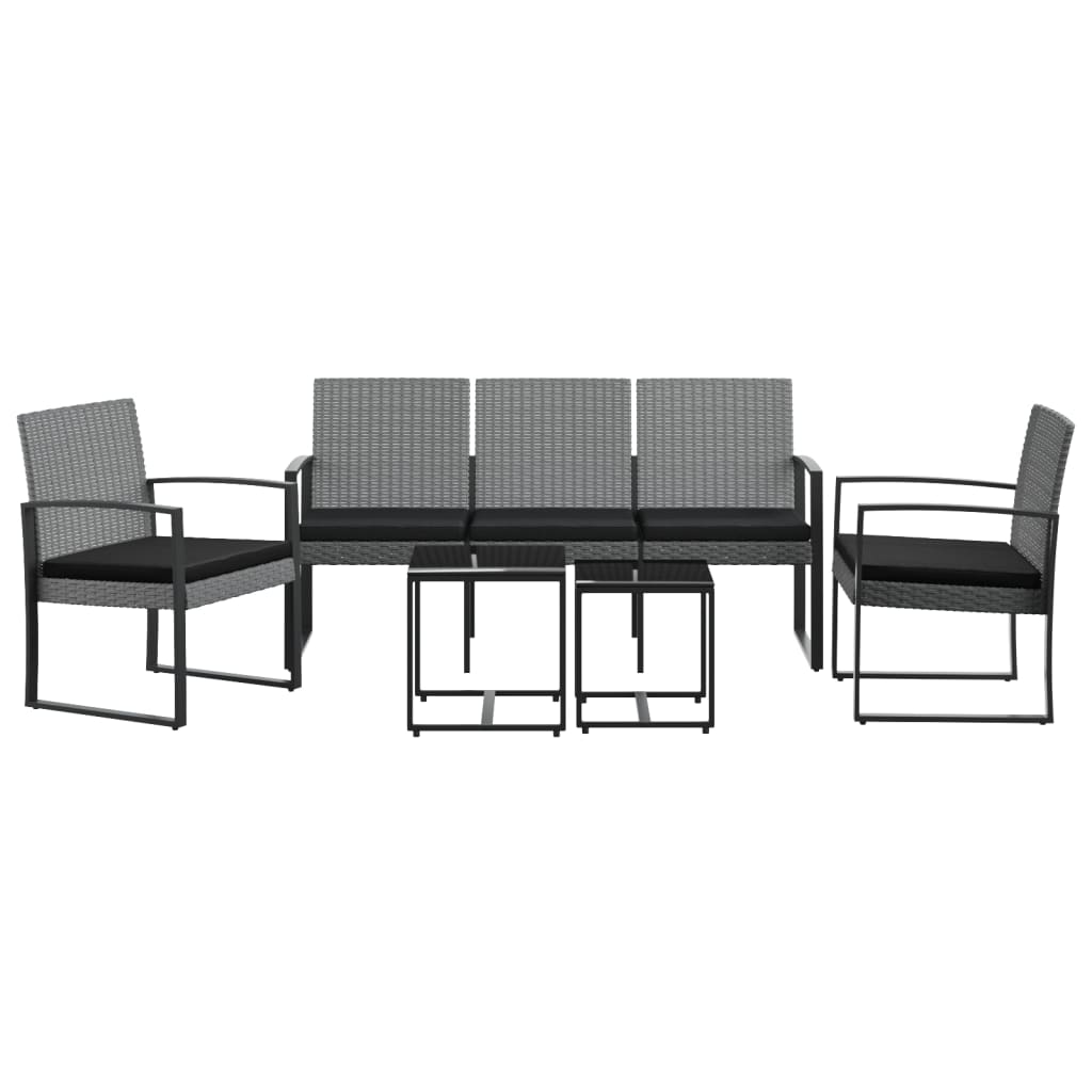 -Delige Tuinset Met Kussens Polypropeen Rattan Donkergrijs