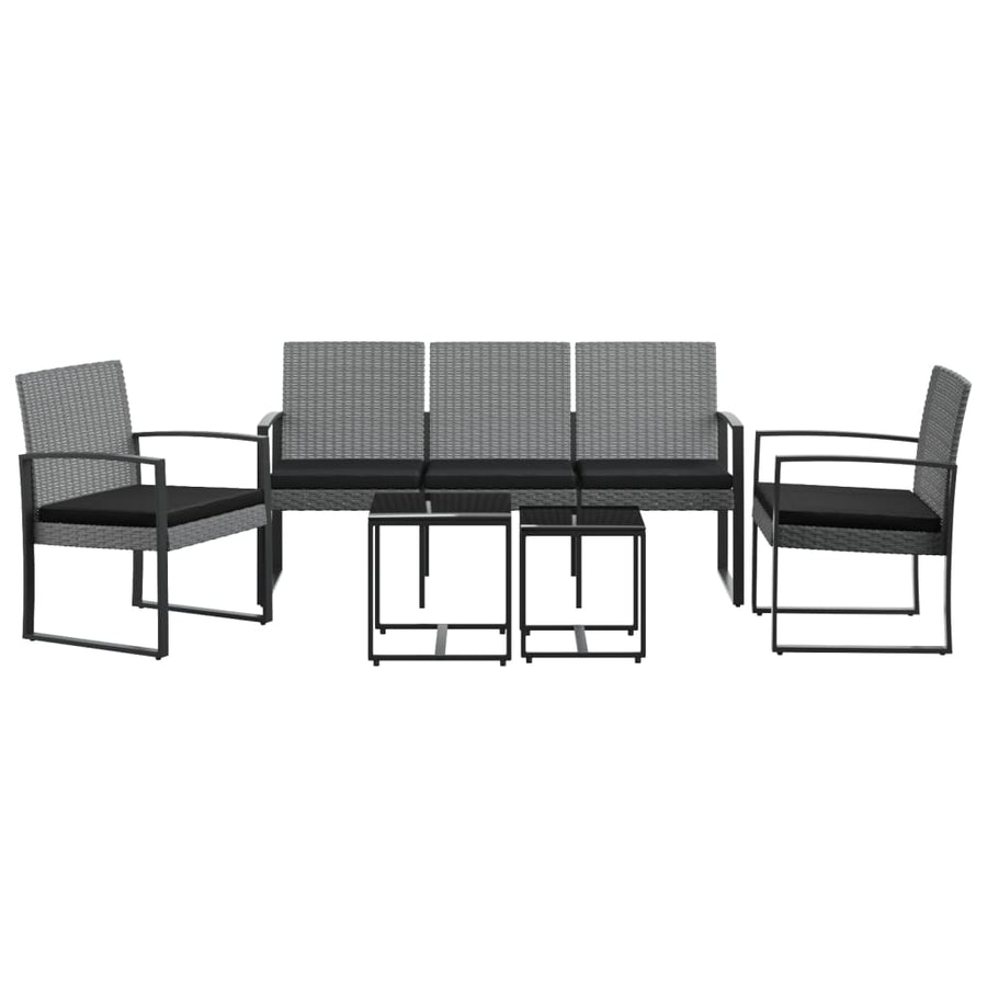 -Delige Tuinset Met Kussens Polypropeen Rattan Donkergrijs