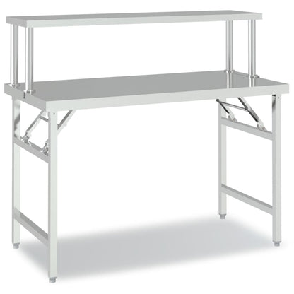 Keukenwerktafel Met Bovenschap Roestvrij Staal 120 x 60 x 115 cm