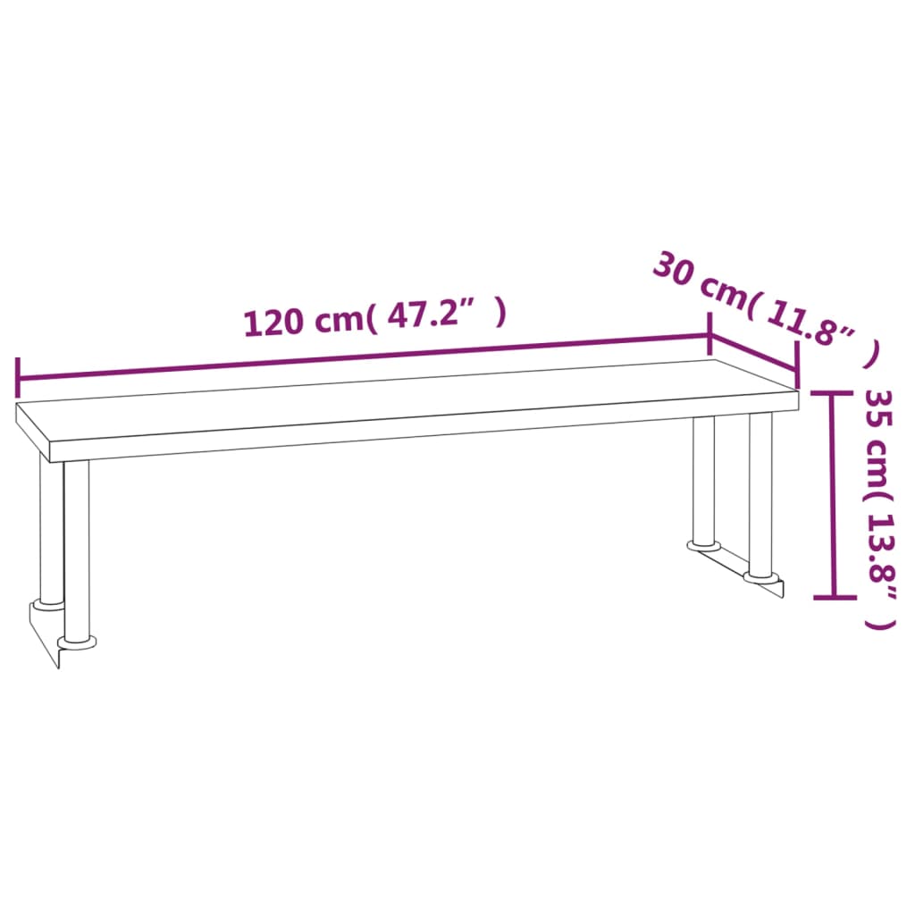 Keukenwerktafel Met Bovenschap Roestvrij Staal 120 x 60 x 115 cm