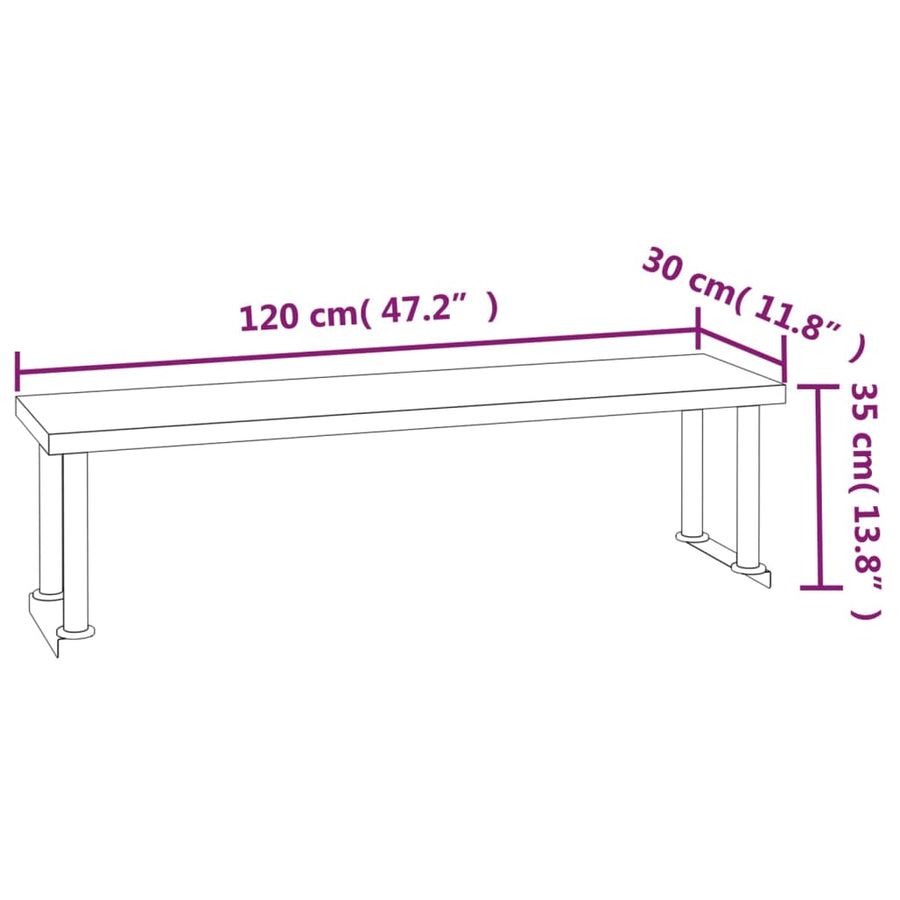Keukenwerktafel Met Bovenschap Roestvrij Staal 120 x 60 x 115 cm
