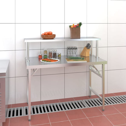 Keukenwerktafel Met Bovenschap Roestvrij Staal 120 x 60 x 115 cm