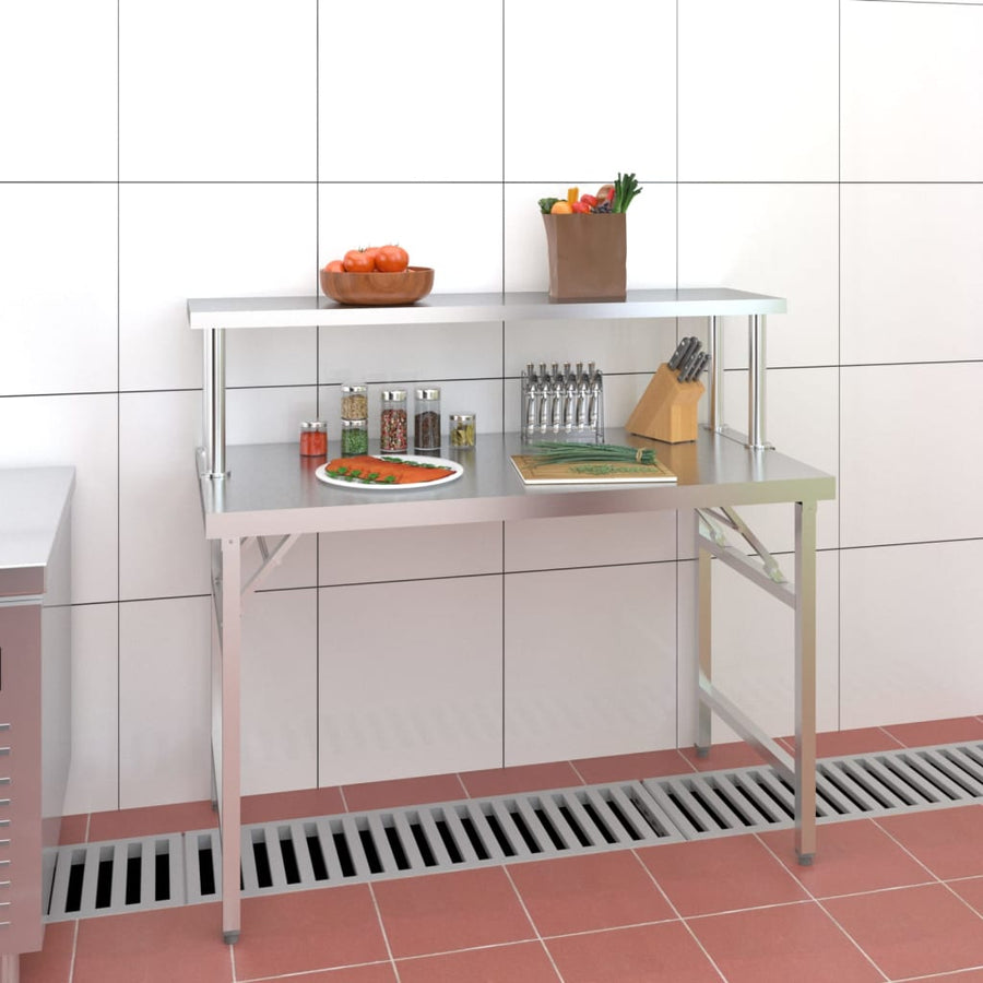 Keukenwerktafel Met Bovenschap Roestvrij Staal 120 x 60 x 115 cm