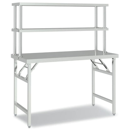 Keukenwerktafel Met Bovenschap Roestvrij Staal 120 x 60 x 145 cm