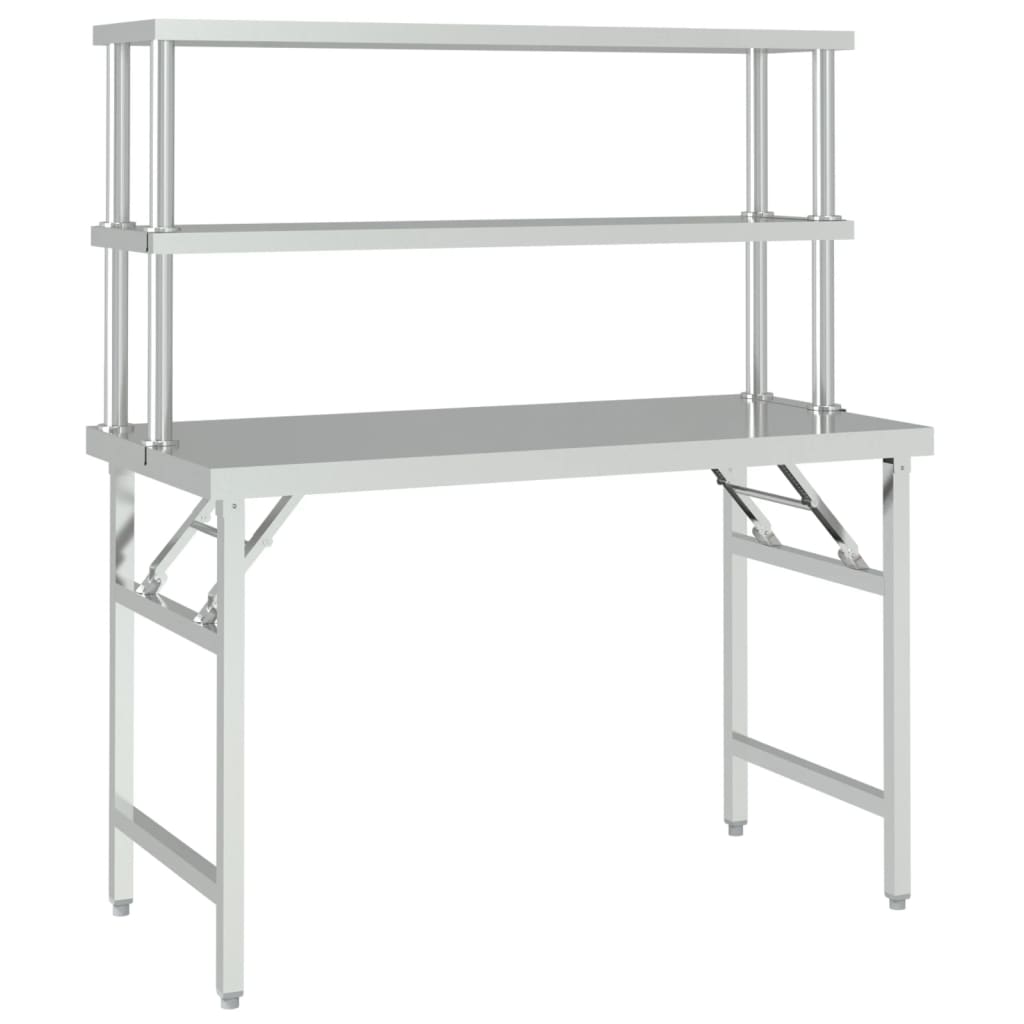 Keukenwerktafel Met Bovenschap Roestvrij Staal 120 x 60 x 145 cm