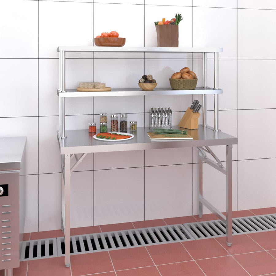 Keukenwerktafel Met Bovenschap Roestvrij Staal 120 x 60 x 145 cm