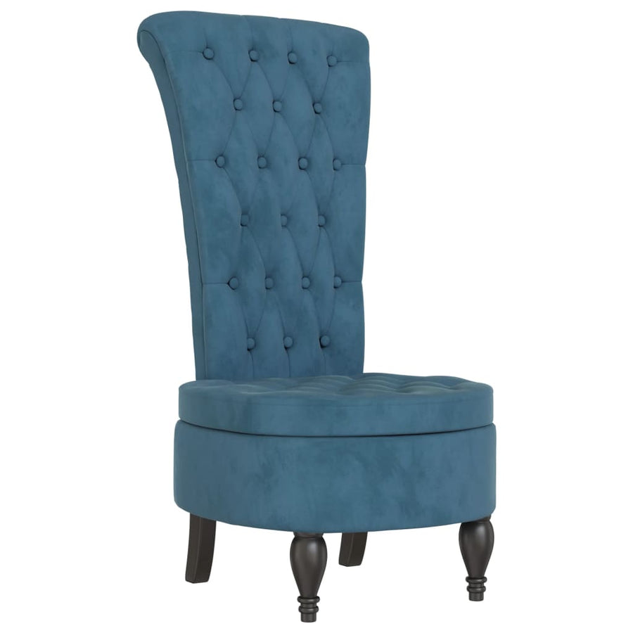 Stoel hoge rugleuning met knopen fluweel Blauw