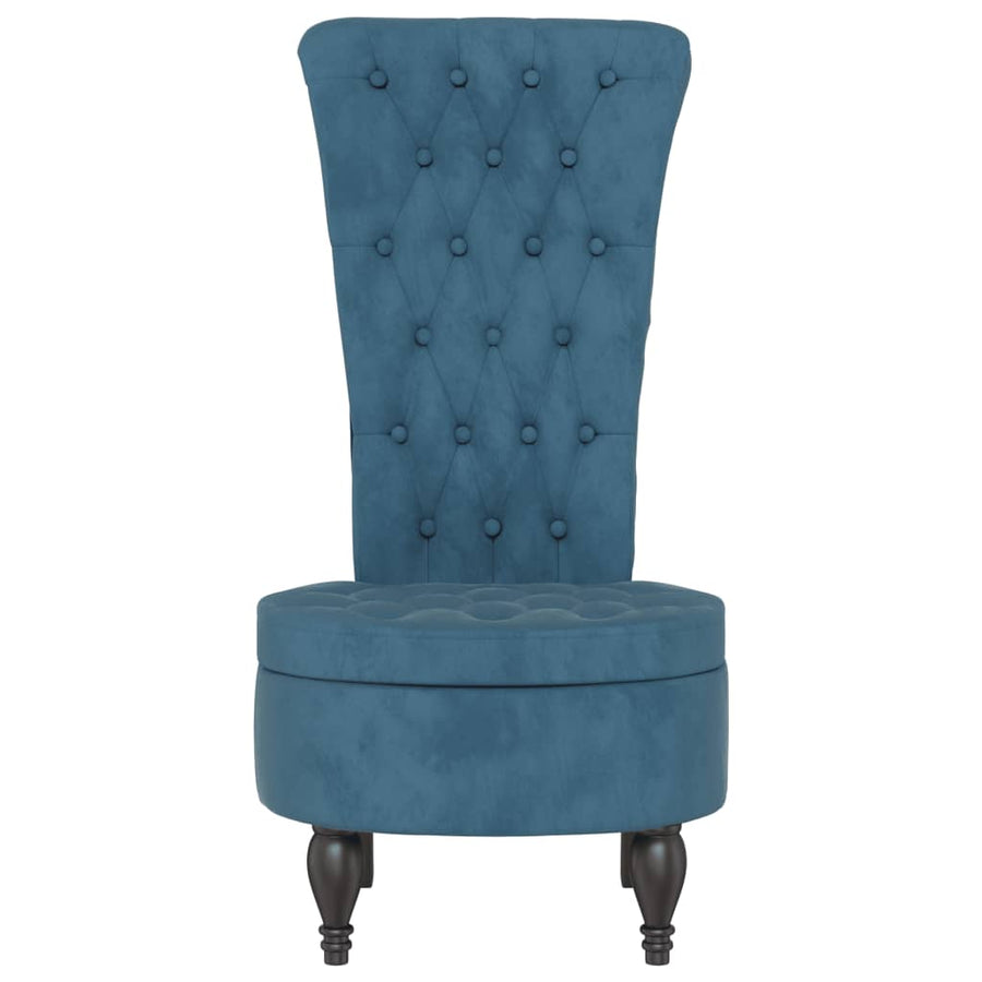 Stoel hoge rugleuning met knopen fluweel Blauw