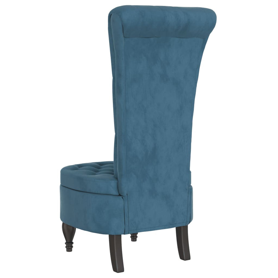 Stoel hoge rugleuning met knopen fluweel Blauw