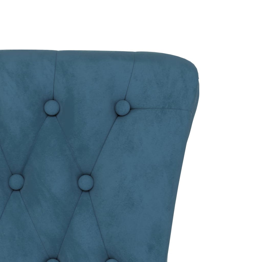Stoel hoge rugleuning met knopen fluweel Blauw