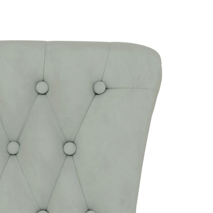 Stoel Hoge Rugleuning Met Knopen Fluweel Lichtgrijs
