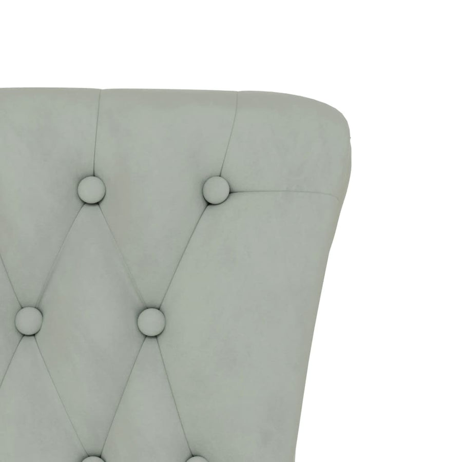 Stoel Hoge Rugleuning Met Knopen Fluweel Lichtgrijs