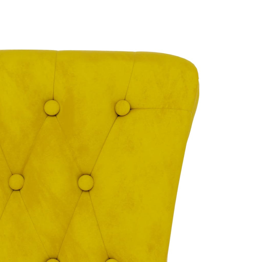 Stoel Hoge Rugleuning Met Knopen Fluweel Geel 1