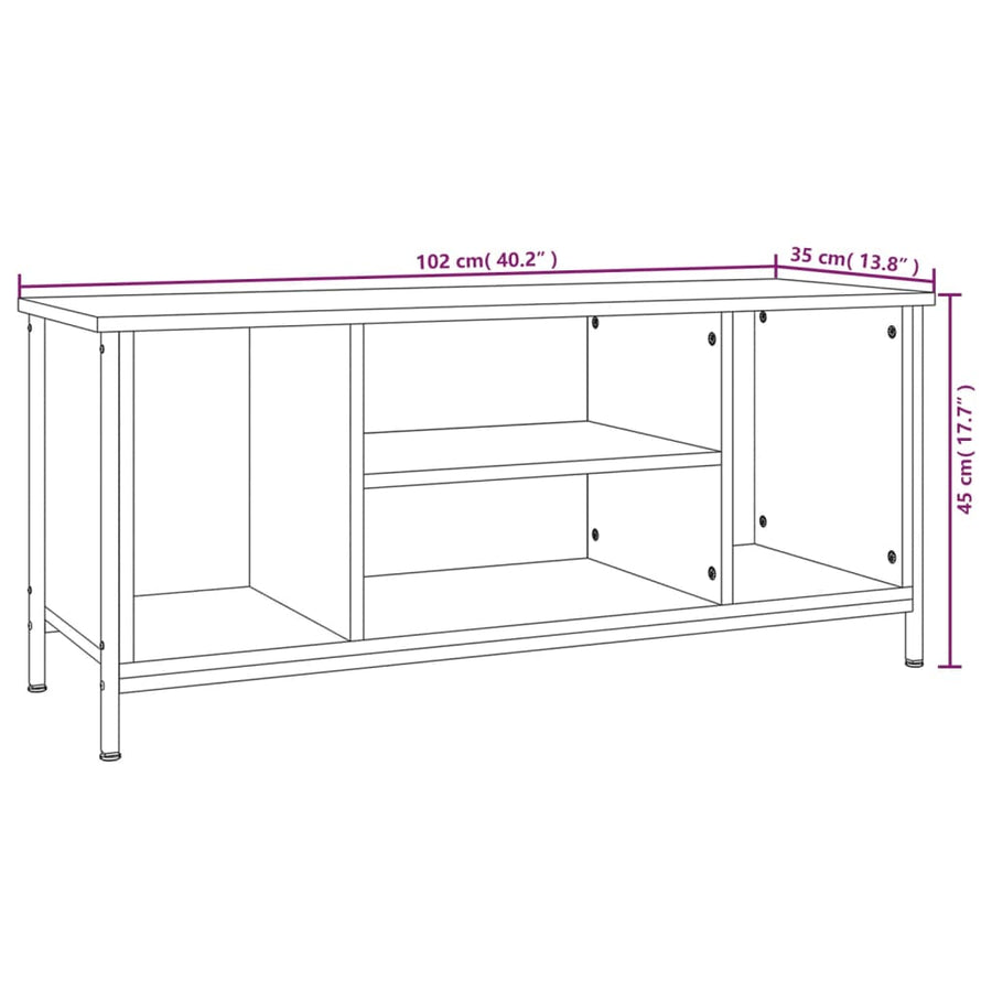 Tv-Meubel 102X35X45 Cm Bewerkt Hout Zwart