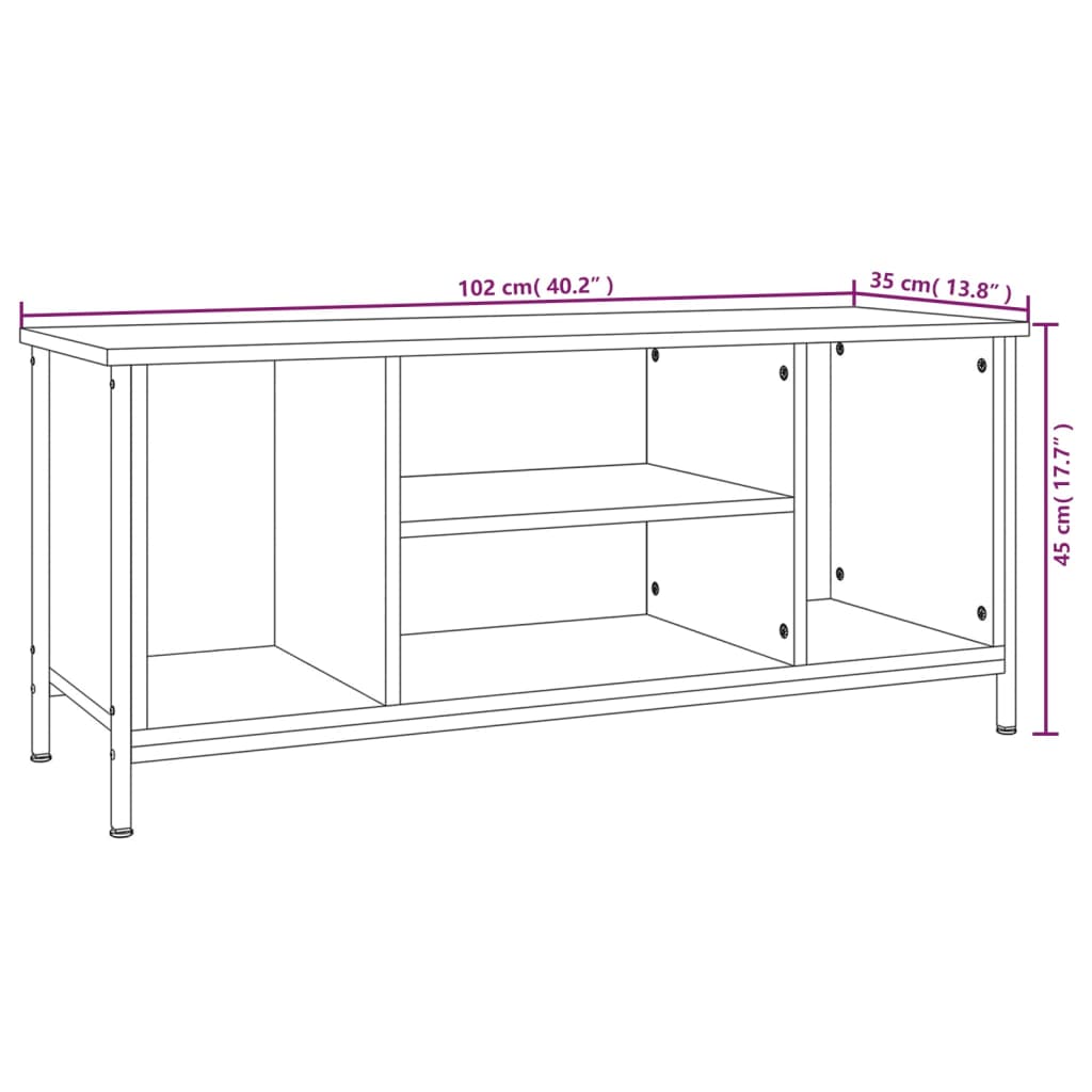 Tv-Meubel 102X35X45 Cm Bewerkt Hout Kleurig Sonoma eiken
