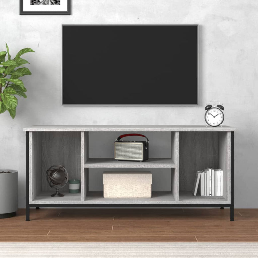 Tv-Meubel 102X35X45 Cm Bewerkt Hout Grijs Sonoma Eikenkleurig