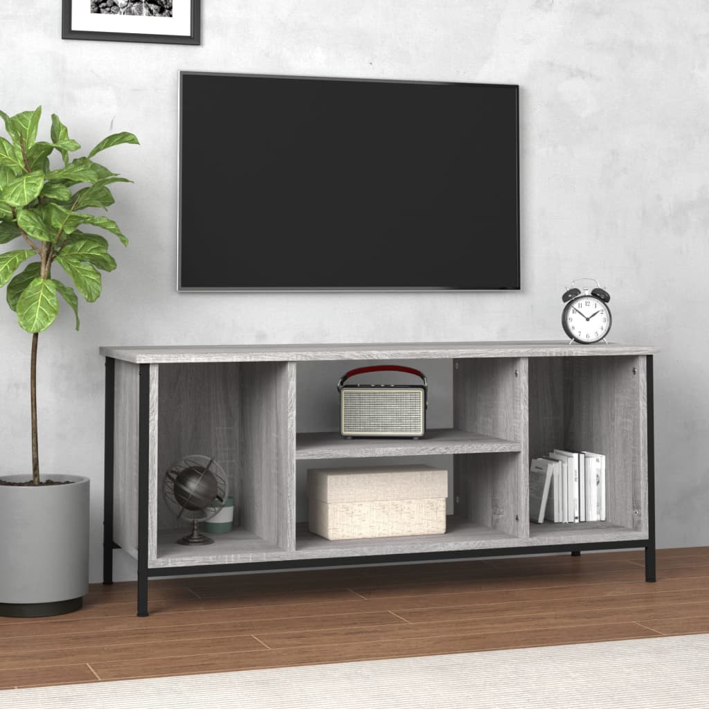 Tv-Meubel 102X35X45 Cm Bewerkt Hout Grijs Sonoma Eikenkleurig