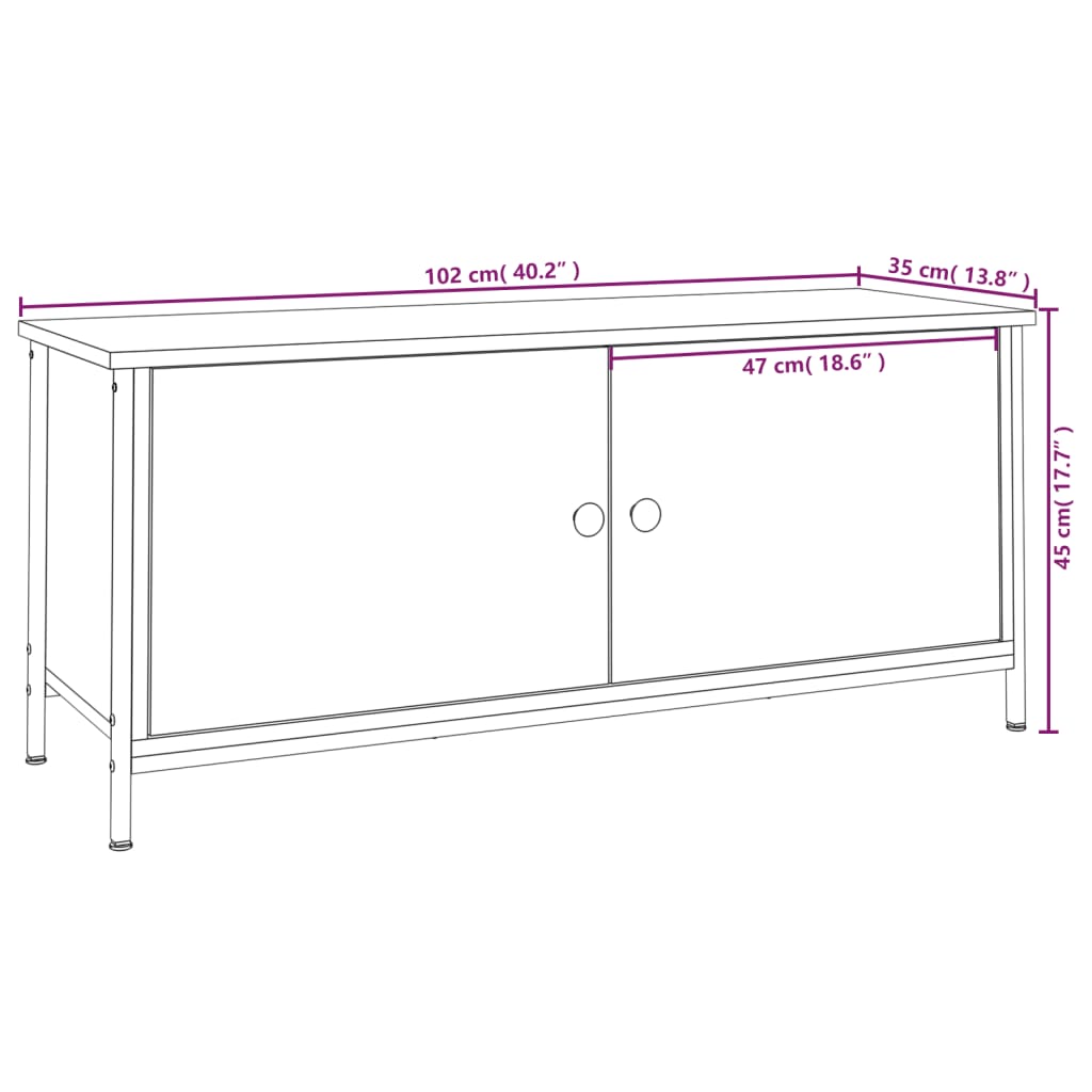 Tv-Meubel 102X35X45 Cm Bewerkt Hout Kleurig 102 cm Sonoma eiken