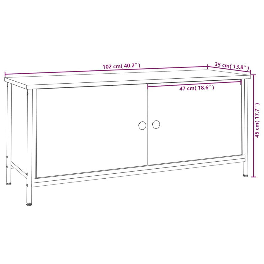 Tv-Meubel 102X35X45 Cm Bewerkt Hout Kleurig 102 cm Sonoma eiken