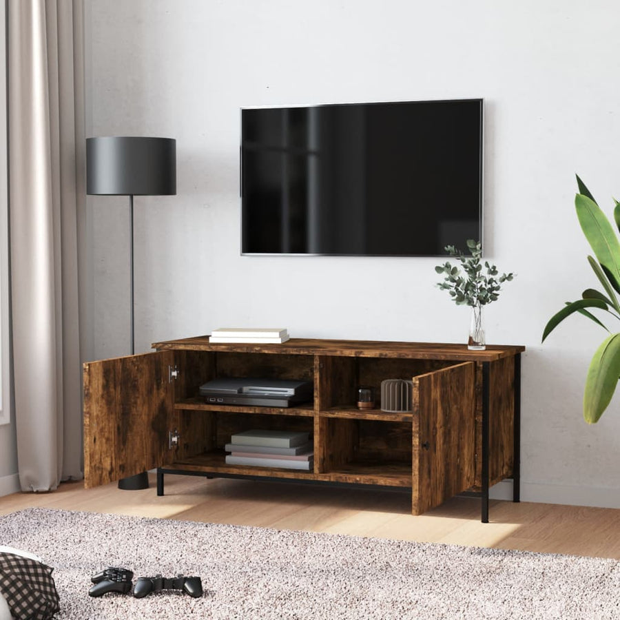 Tv-Meubel Bewerkt Hout Kleurig 102 x 35 x 45 cm Gerookt eiken
