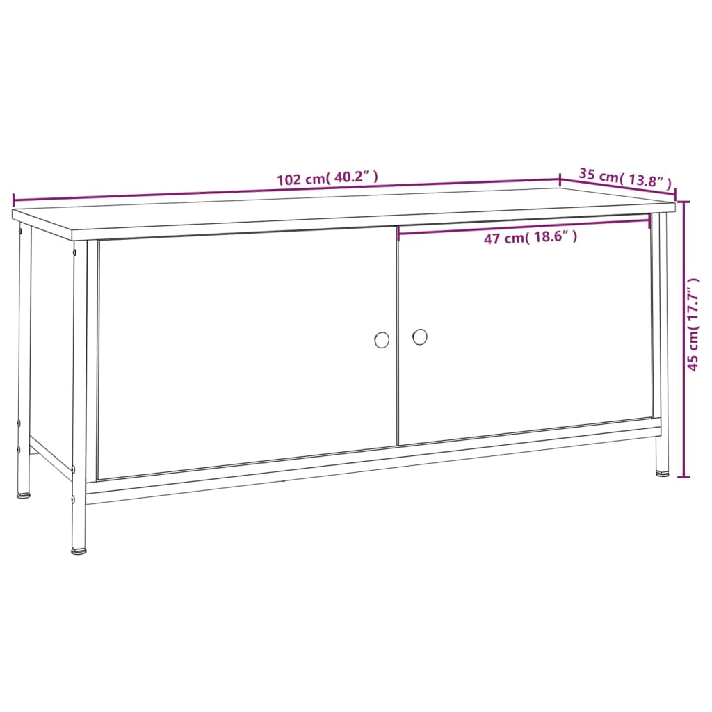 Tv-Meubel Bewerkt Hout Kleurig 102 x 35 x 45 cm Gerookt eiken