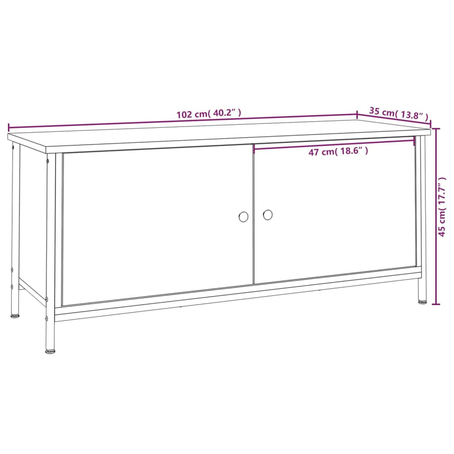 Tv-Meubel Bewerkt Hout Kleurig 102 x 35 x 45 cm Gerookt eiken