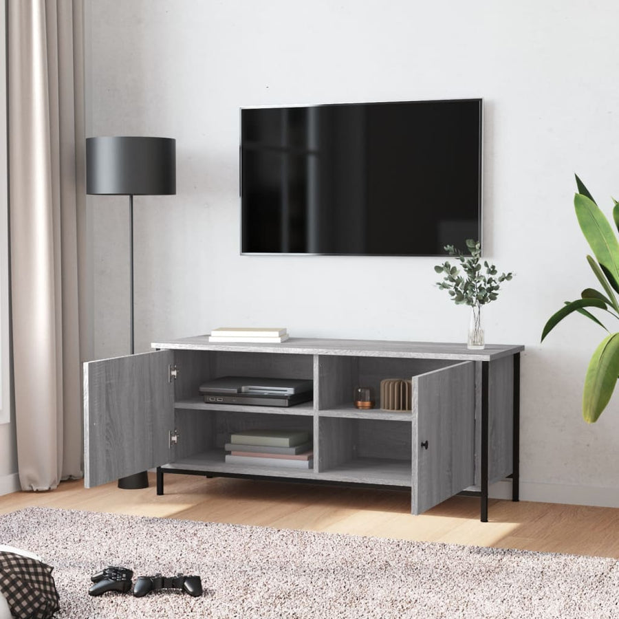 Tv-Meubel Bewerkt Hout Eikenkleurig 102 x 35 x 45 cm Grijs sonoma