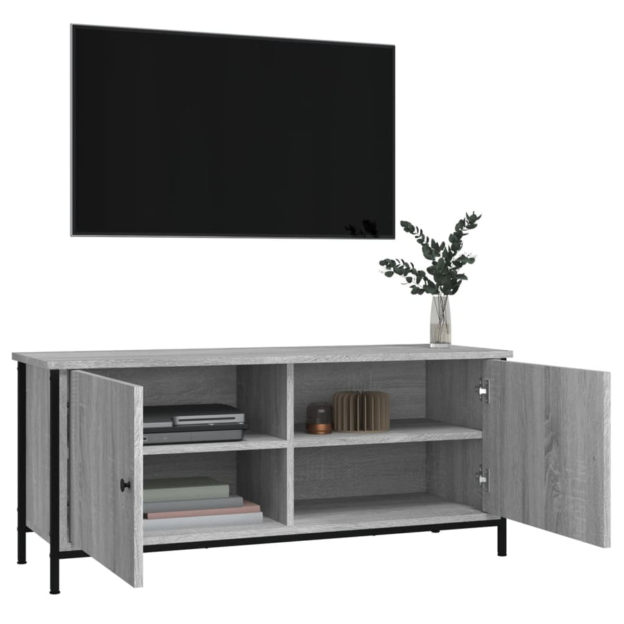 Tv-Meubel Bewerkt Hout Eikenkleurig 102 x 35 x 45 cm Grijs sonoma
