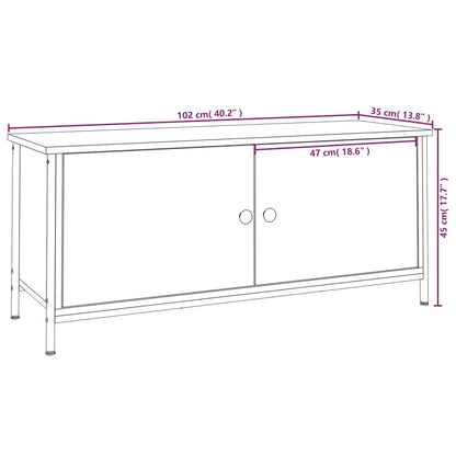 Tv-Meubel Bewerkt Hout Eikenkleurig 102 x 35 x 45 cm Grijs sonoma