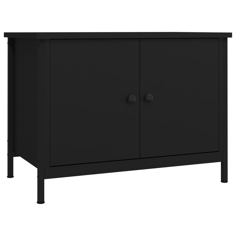 Tv-Meubel Met Deuren Bewerkt Hout 60 x 35 x 45 cm Zwart