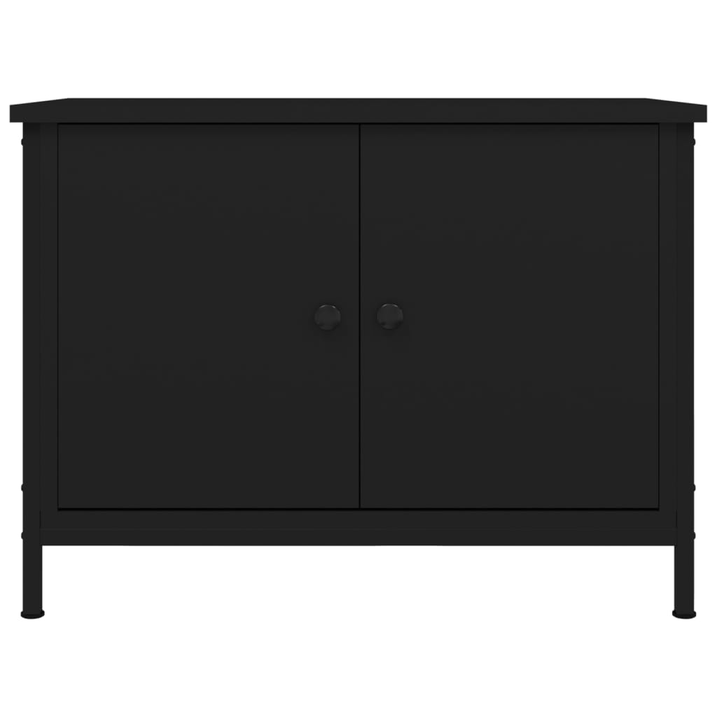 Tv-Meubel Met Deuren Bewerkt Hout 60 x 35 x 45 cm Zwart