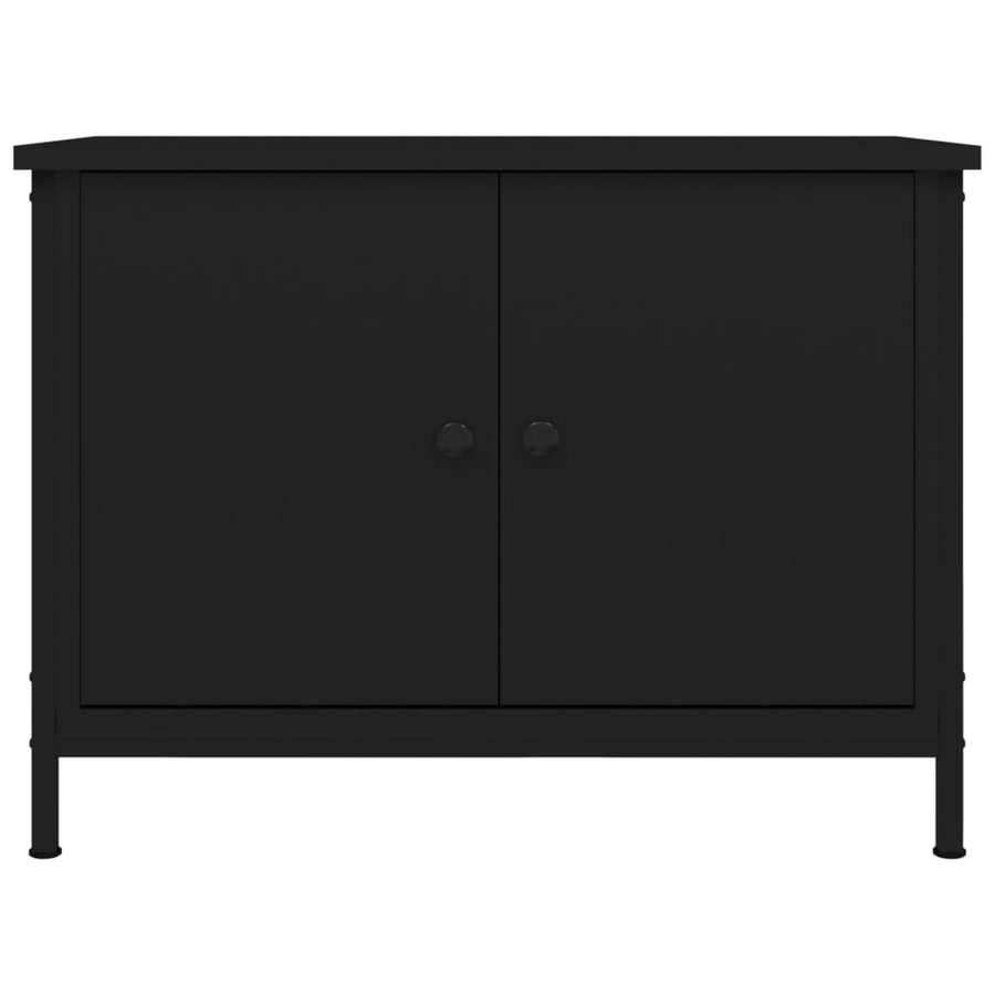 Tv-Meubel Met Deuren Bewerkt Hout 60 x 35 x 45 cm Zwart