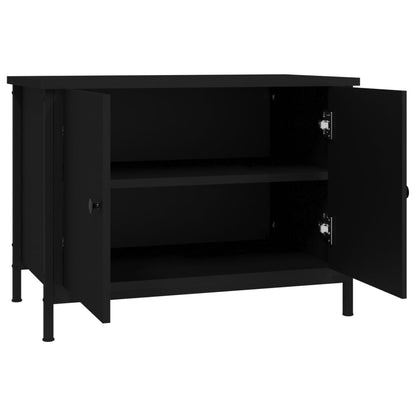 Tv-Meubel Met Deuren Bewerkt Hout 60 x 35 x 45 cm Zwart