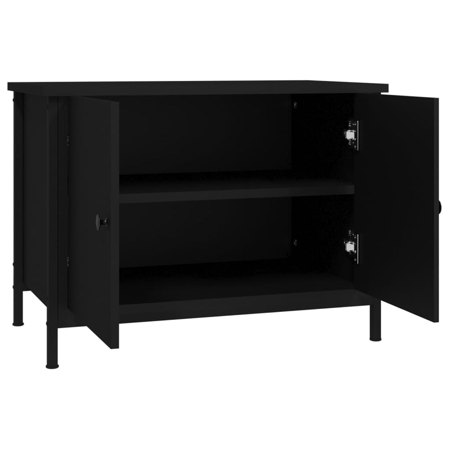 Tv-Meubel Met Deuren Bewerkt Hout 60 x 35 x 45 cm Zwart