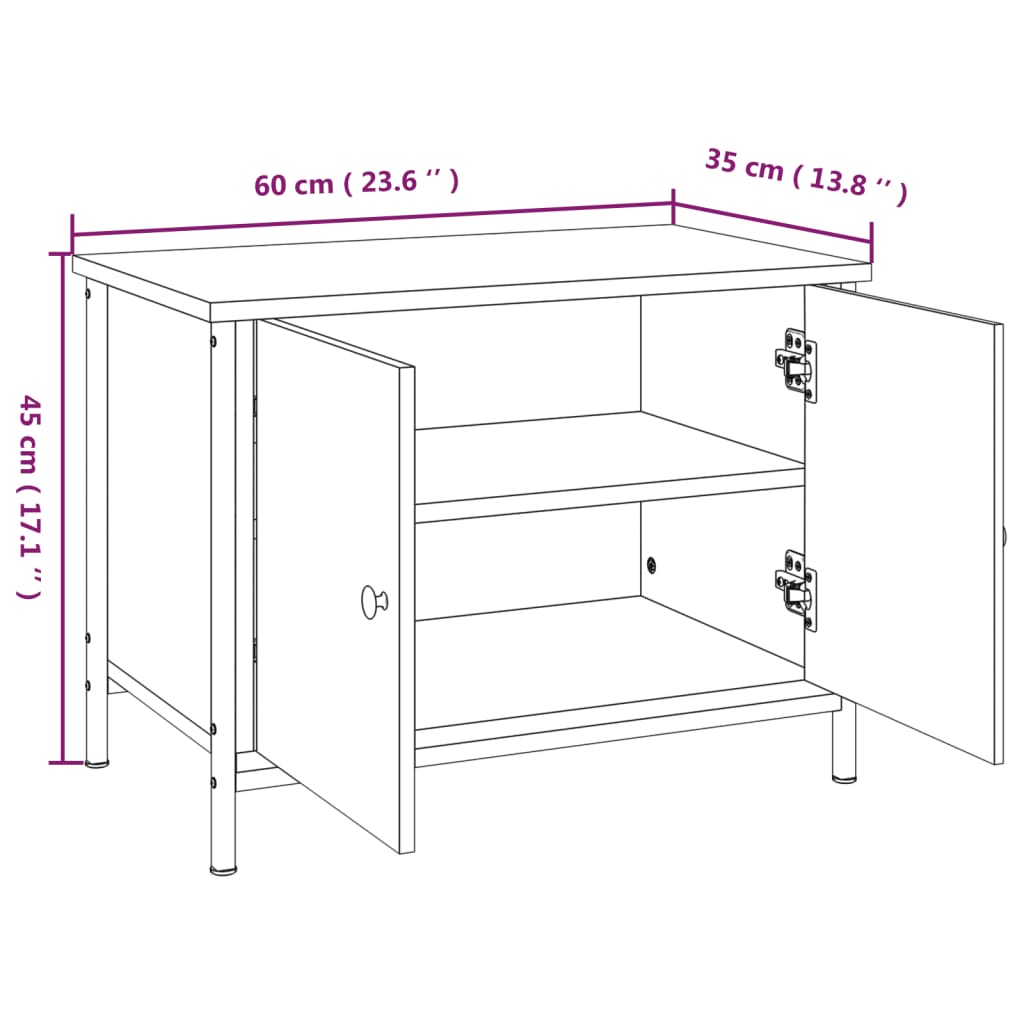 Tv-Meubel Met Deuren 60X35X45 Cm Bewerkt Hout Kleur 60 cm Sonoma eiken